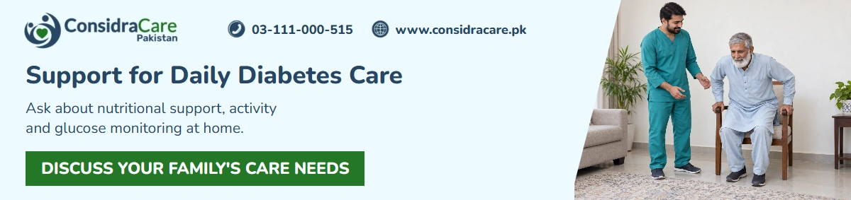 ConsidraCare diabetes care at home: discuss nutritional support, activity and glucose monitoring