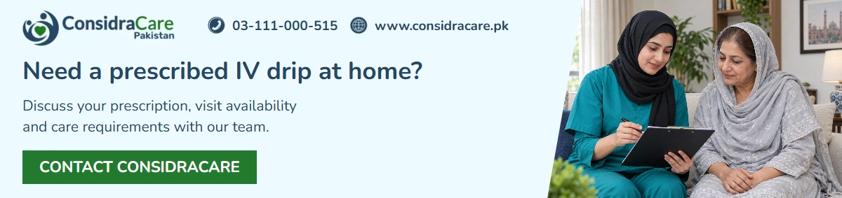 Contact ConsidraCare to discuss a prescribed IV home visit.