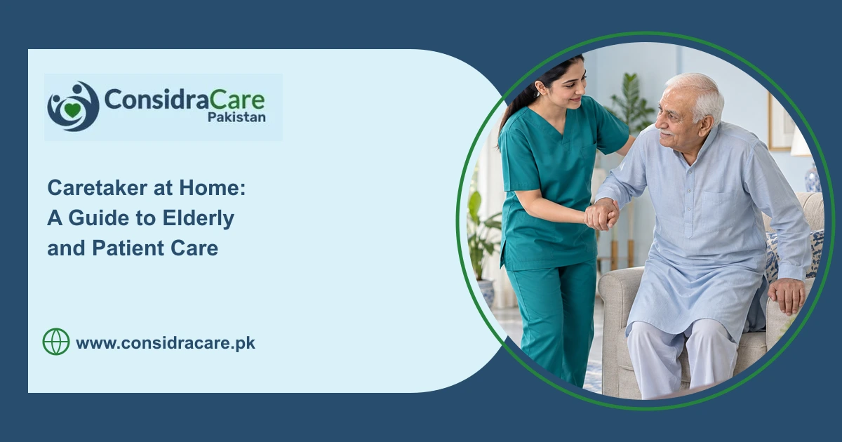 Professional caretaker assisting an older adult safely at home in Pakistan